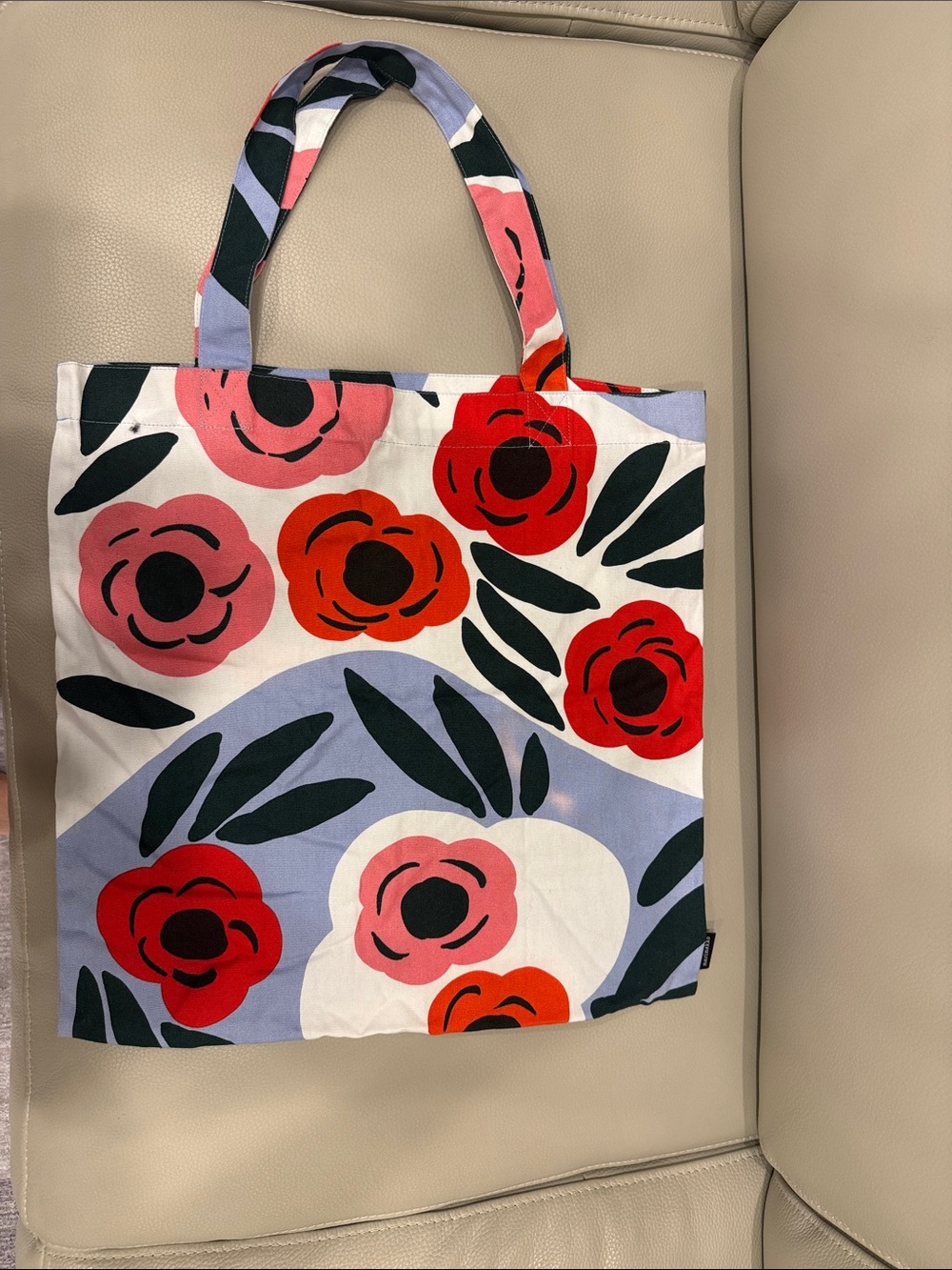 Marimekko Floral Cotton Tote Bag Multicolor 16x16 inches